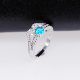 Uloveido Lab Blue Diamond Princess Crown Promise Birthstone Ring for Teen Girls with CZ Stones Size S Y2867