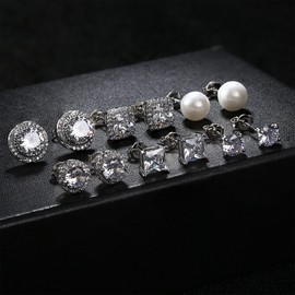 Dochais 6 Pairs Silver Earrings for Women, Silver Hoops Earrings for Women, Earrings for Women, Sterling Silver Color Hoop Earrings Women for Valentines Day Gifts