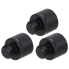 QUARKZMAN 3 Piece Microphone Stand Adapter, 1/4 Female Thread to M10 Male Thread Screw Adapter Aluminum Alloy for Microphone Tripod Mount (Black)