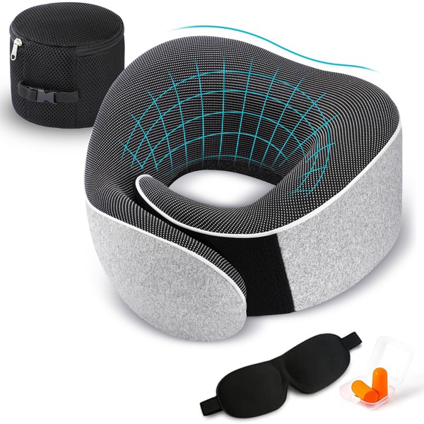 Travel Pillow, Best Memory Foam Neck Pillow Head Support Soft