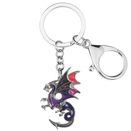 WEVENI Enamel Dragons Keyring Dinosaur Dragon Key Ring Fashion Jewellery for Women Girls Bag Car Wallet Charms (Mauve), mauve