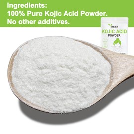 iFEiER Pure Kojic Acid Powder 60g(2.12oz) for Skincare Products and Homemade Cosmetics. Natural and Organic Kojic Acid Powder for DIY lotions | serums | soaps. Soluble in water only; insoluble in oil.