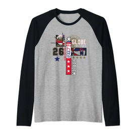 Harlem Globetrotters Logo Trickshot Masters Basketball Fan Raglan Baseball Tee