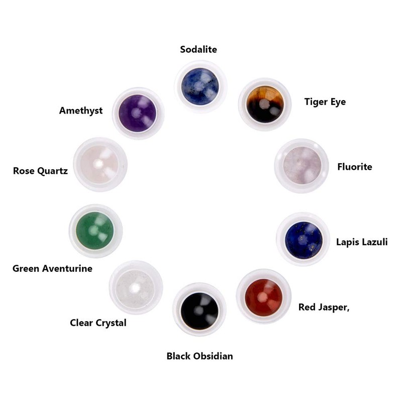 Glass Roller Bottle With Gemstone Balls, 10ml Essential Oil Roll