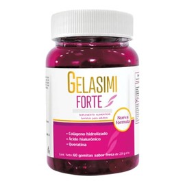 Gelasimi Forte Gomitas Colágeno Hidrolizado Ácido Hialurónico Queratina Biotina Cabello Piel Uñas Antiedad Belleza Mujer Sabor Fresa Piezas
