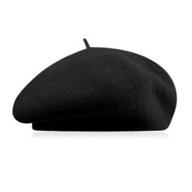 GIDWRIY French Classic Beret Women's Beret, Women's Wool, French Hat, Winter Hat, Beret Hat, Artist Hat, Pantomime, Berets for Spring, Autumn, Winter, black, 58