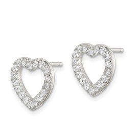 925 Sterling Silver Polished Cubic Zirconia Love Heart Post Earrings 12x12mm Wide Stud Earring for Women