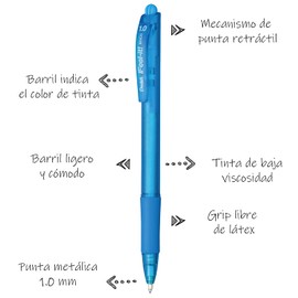 Pentel BX420-S Bolígrafo Feel-It Retráctil para Med Azul Ci