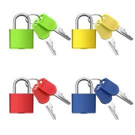 Ripeng 4 Pcs Suitcase Locks with Keys Multicolor Mini Metal Luggage Locks Keyed Padlocks Plastic-Covered Copper Padlocks for Suitcase, Backpack, Boxes Laptop Bag School Locker