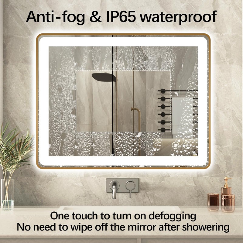 Niccy LED Bathroom Mirror, 36"x28" Rectangle Wall Mounted Vanity Mirrors