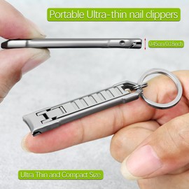 VOGARB Keychain Nail Clippers for Men Fingernail and Toenails, Portable Ultra Sharp Finger Nail Clipper with Nail File and Earpick Set, Folding Slim Design for Travel, Home, Working, Purse, Backpack