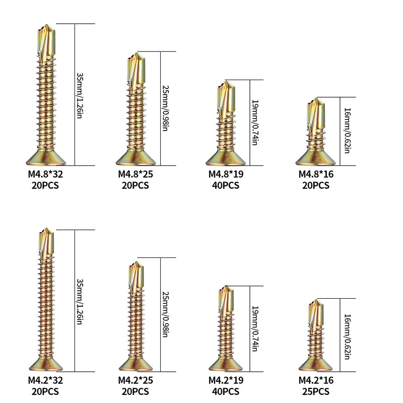 M4.2 M4.8 Drilling Screws Self Tapping Screws Metal 205 Pieces