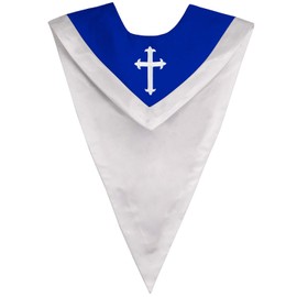 IvyRobes Unisex Reversible V Shape Choir Stole with Border Royal Blue/White