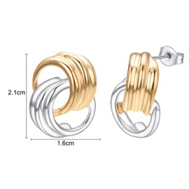Yoursfs Large Knot Drop Stud Earrings for Women Gold Silver Lightweight Mixed Metal Earring Hypoallergenic Jewelry, Boucle Doreille Femme