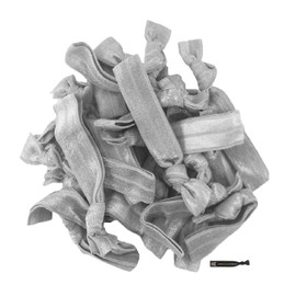 Hair Ties 20 Elastics Ponytail Holder Set No Crease Ribbon Bands (Silver)