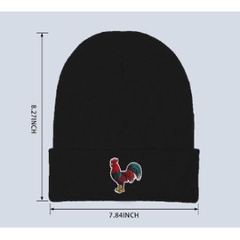 Rooster Embroidered Beanie Hats for Men Women, Chicken Winter Funny Knit Hat, Stuff Accessories Gifts for Animal Lover