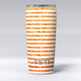 Design Skinz The Orange Watercolor Surface with Horizontal Stripes - Skin Decal Vinyl Wrap Kit Compatible with The Yeti Rambler Cooler Tumbler Cups