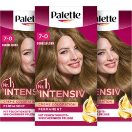 Palette Intensive Cream Colouration 7-0/500 Dark Blonde (3 x 115 ml), Permanent Hair Colour for Brilliant, Long-Lasting Colour Brilliance & 100% Grey Coverage