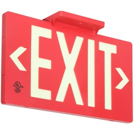 UL Listed 50 foot Jessup Glo Brite 7052-B 8.75-x-15.5-Inch Double Sided Exit Sign with Frame, Red (Mounts 4 ways, includes bracket and arrows)