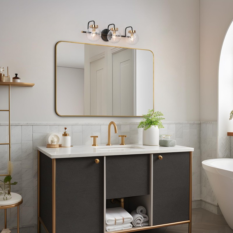 KSANA Black Bathroom Vanity Light Fixtures, Modern Farmhouse 3-Light Black