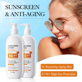 Sunscreen Lotion UVA & UVB Protection SPF 90+ PA++++, Sonnencreme Sonnenschutzlotion Leichte Formel gegen Hautalterung, Nicht Fettend mit Hohem UV-Schutz, Sonnenschutzmittel
