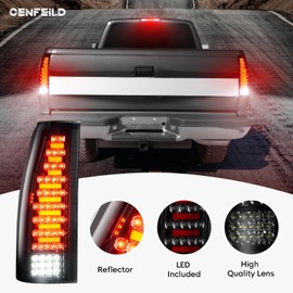 Cenfeild LED Tail Lights Pair + 3rd Third Brake Cargo Lamp Compatible with Chevy & GMC C/K 1500 88-99，C/K 2500 3500 88-00, Silverado 94-98, Blazer 92-94, Rear Taillights Assembly, 3 Pcs, Smoked Lens