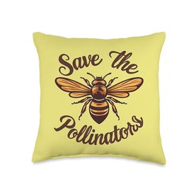 Bee Pollinator Garden Wildlife Flowers Bee Throw Pillow