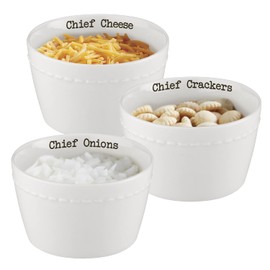 47th & Main Football Themed Ceramic Serveware, Chili Condiment Set, Chiefs