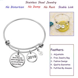 Best Friend Bangle Bracelet Family Gifts You Are Braver Stronger Smarter Than You Think 2019 Stainless Steel