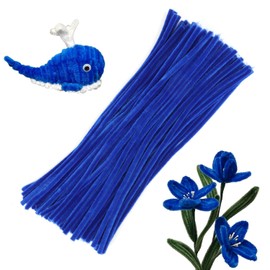 LOMIMOS 100Pcs Blue Pipe Cleaners Craft,Pipe Cleaners Chenille Stem Fuzzy Sticks Craft Supplies for Home Handcraft School Art Festival Creative DIY Decorations（Royal Blue）