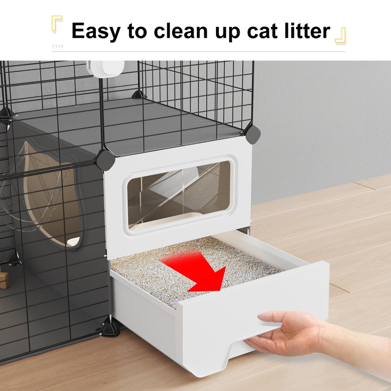 Oneluck Cat Cage Indoor with Litter Box 3-Tier DIY Cat