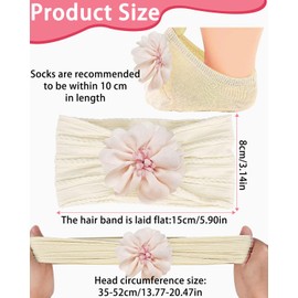 TPZORJX Nylon Baby Headbands, Baby Hair Bands Bows for Girls, Soft Bow Headwear, Non-Slip Socks, Elastic Hair Bands, Cotton Infant Socks for Toddlers, Newborns