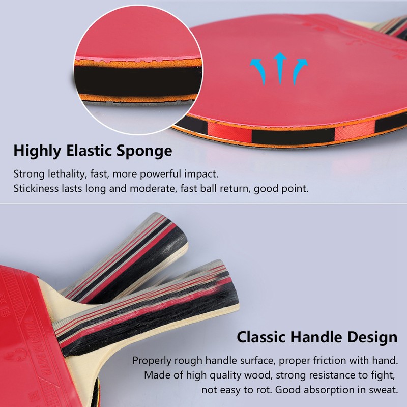 2pcs 7 Layers Wood Ping Pong Paddles Set With Balls