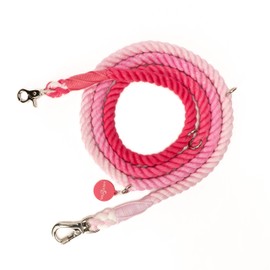 Lucy & Co. Cupid’s Crush Ombre Pink Hands-Free Leash for Large, Medium, & Small Sized Dogs – Designer Dog Accessories, Cotton Rope Leash w/Clasps – 6-in-1 Lead for Training, Walking, Jogging, Running