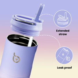 BOTTLE BOTTLE Insulated Water Bottle 24oz with Straw Lid and Handle for Sports Travel Gym Stainless Steel Water Bottles Double-Wall Vacuum Metal Thermos Bottles Leak Proof BPA-Free (purplepinkyellow)