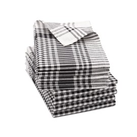 ZOLLNER Set of 10 Tea Towels – Cotton in 50 x 70 cm – Absorbent and Robust Kitchen Towels – Washable up to 60 °C – in Black and White Checked – Catering Quality – Oeko Tex® Certified