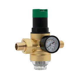 Vancoco Pressure Regulator Water 1/2 Inch Adapter DN 15, Water Pressure Regulator with Pressure Gauge and Filter, Reusable Brass Pressure Regulator