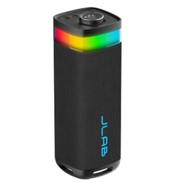 JLab JBuds Party Portable Bluetooth Speaker, 2 Full-Range Drivers + 2 Passive Woofers, IP56 Waterproof, 12 Hours Playtime, Connect Multiple Speakers, Custom Sound + RGB Lighting via App, Black