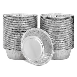 Juvale Mini Pot Pie Pans - 100 Pack, 5 In, Silver Aluminum - Disposable Aluminum Foil Pans & Tins for Pot Pie Baking, Quiche & Tarts, Oven & Freezer Safe
