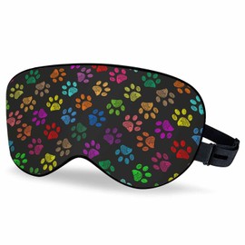 Vnwoalu Colorful Paw Prints Sleep Eye Mask Dog Cat Foot Prints Men Women Sleep Mask with Adjustable Strap Eye Cover Eye Shade for Travel, Nap,Meditation