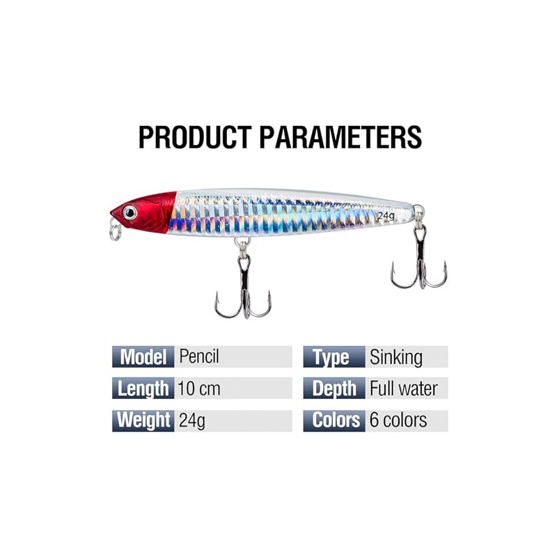 TUXIBIN 6 Stück Angelköder, Kunstköder, angelzubehör Set, 24Gramm angelköder, Kunstköder