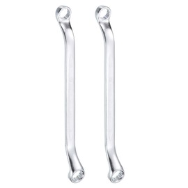 sourcing map 2pcs 45-Degree Offset Box End Wrench 10mm x 12mm 12 Point Metric CR-V Double Box End Wrench Chrome Vanadium Steel Long Offset Torx Box Wrench for Automotive Home Repair Tool