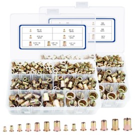 SAE & Metric Rivet Nut Kits, JROUTH 812pcs Carbon Steel Rivnuts & Nutsert Assortment, Sizes 6-32 8-32 10-24 1/4"-20 3/8"-16 5/16"-18 1/2"-13 M3 M4 M5 M6 M8 M10 M12