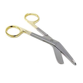 OdontoMed2011 Supercut Lister Bandage Scissors, With One Serrated Blade and Gold Rings - Perfect for EMT, Stainless Steel (4.5 Inch)