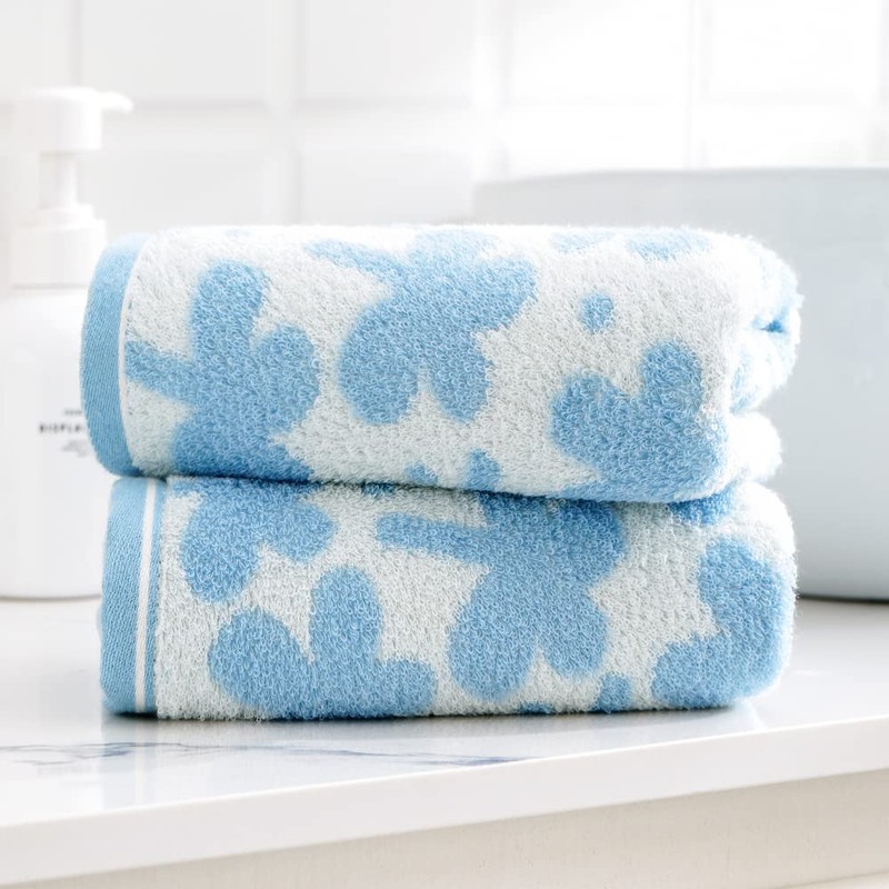 sense gnosis Blue Floral Hand Towels Set of 2 Clovers