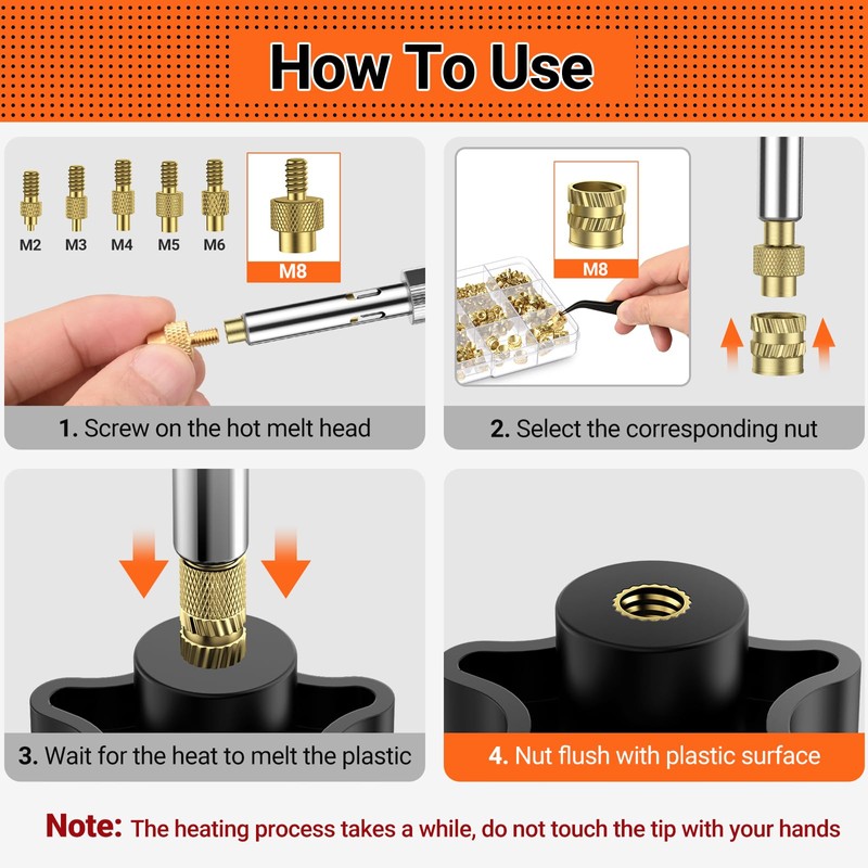 Preciva Heat-Set Insert Tip Set - Soldering Iron with 350Pcs