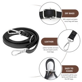 PLABBDPL Women's Leather Shoulder Strap, Shoulder Strap for Purse, Handbags, Adjustable Replacement Crossbody Bag Strap, Shoulder Strap (Black)