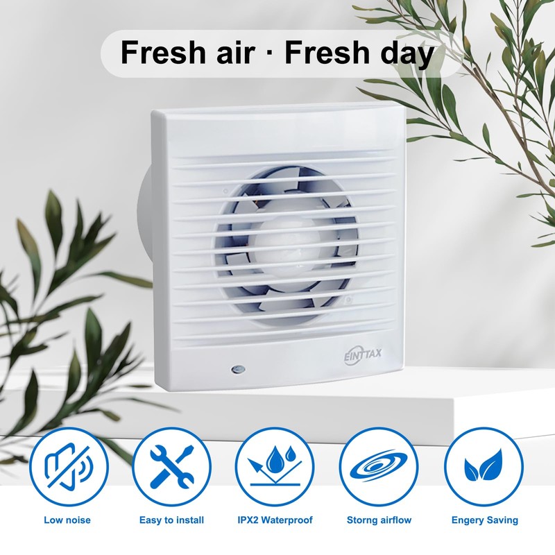 EINTTAX 4 Inch 100mm Bathroom Extractor Fan with Timer, Wall/Window