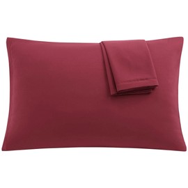 sourcing map 2 Pack Pillow Cases Soft 1800 Series Microfiber Pillowcases Set with Zipper Wine Standard(20"x26")