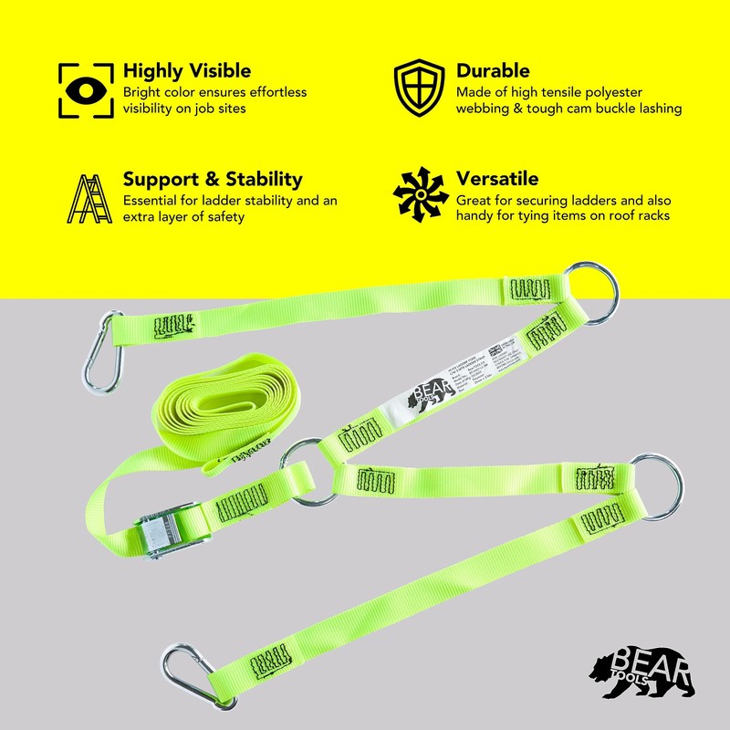 BearTOOLS Hi-Vis Ladder Yoke+3 Meter Hi-Vis Ladder Strap C/W Cam